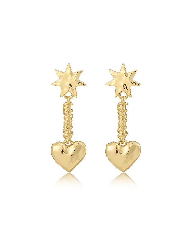 Hoop earrings with resin accents for a bold and colorful design-The Molten Heart Drop Studs