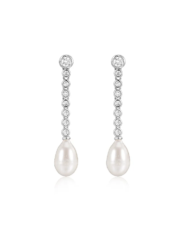 Best hoop earrings with sparkling cubic zirconia for a brilliant, budget-friendly effect-The Pearl Drop Studs