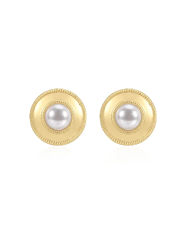 Hoop earrings with a matte black finish for a sleek, edgy vibe-The Pearl Statement Studs