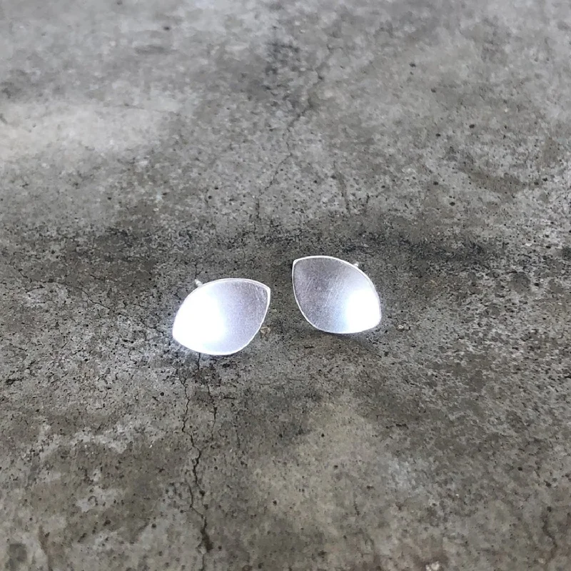 Hoop earrings with polished silver finish for a shiny, modern appeal-tiny dish post earring