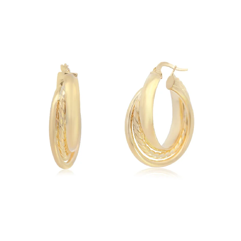 Best hoop earrings with Swarovski crystals for added sparkle and luxury-Triple Braided Gold Hoops