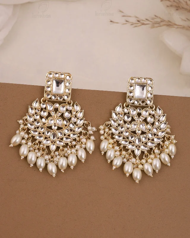 Hoop earrings with polished silver finish for a shiny, modern appeal-Vishakha Kundan Danglers-M