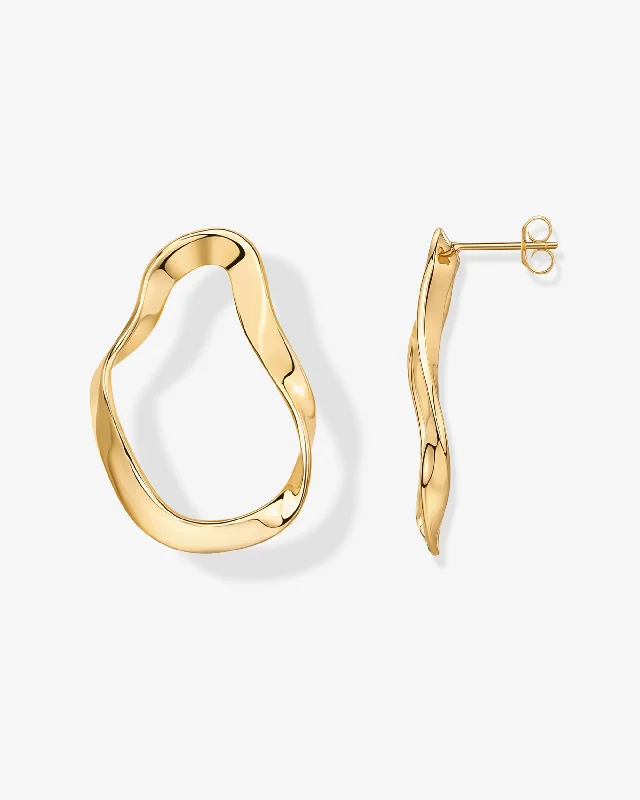 Hoop earrings with a matte black finish for a sleek, edgy vibe-Wavy Statement Drop Hoop