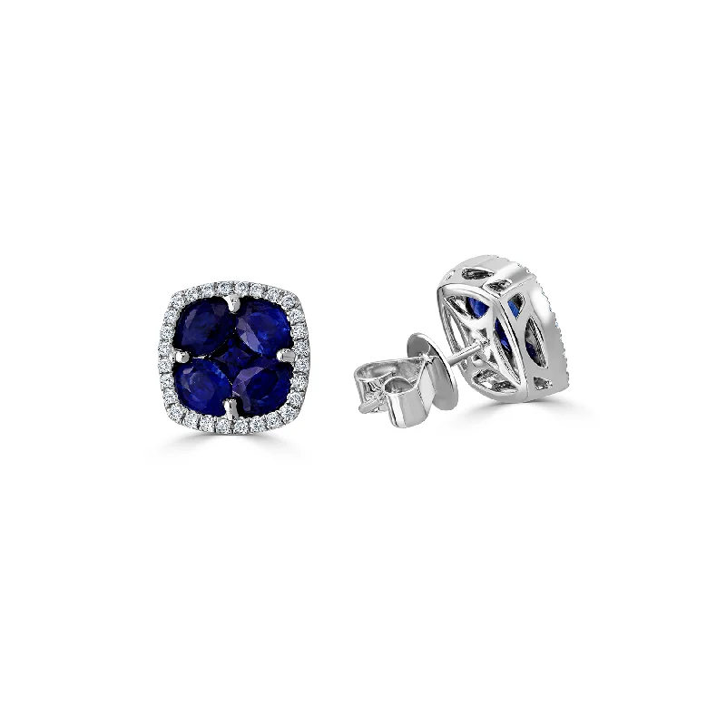 Hoop earrings with open designs for a modern, lighthearted vibe-Sabel Collection White Gold Princess Cut and Oval Sapphire and Diamond Earrings