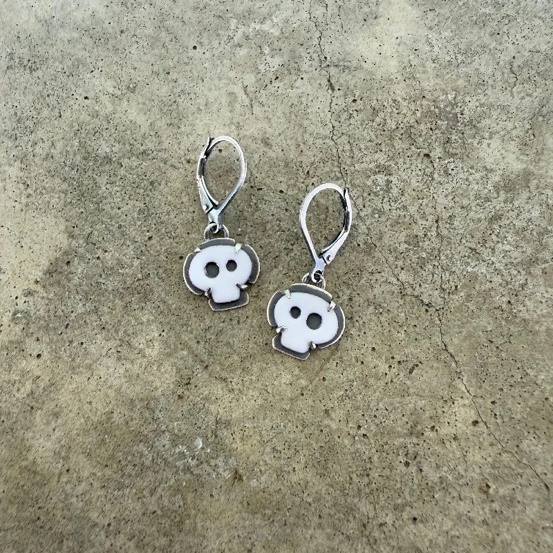 Best hoop earrings with rose gold for a romantic and warm aesthetic-white tiny skull earrings (dangle)