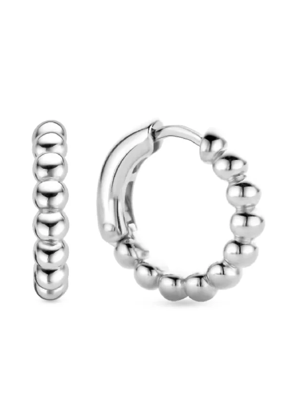 Best hoop earrings with gold for a luxurious and timeless look-Women's Beaded Ball Huggies Earrings In Silver