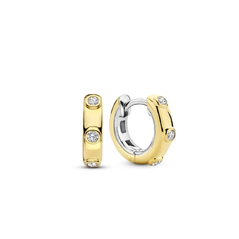 Best hoop earrings with sparkling cubic zirconia for a brilliant, budget-friendly effect-Women's Bezel Huggie Earrings In Gold