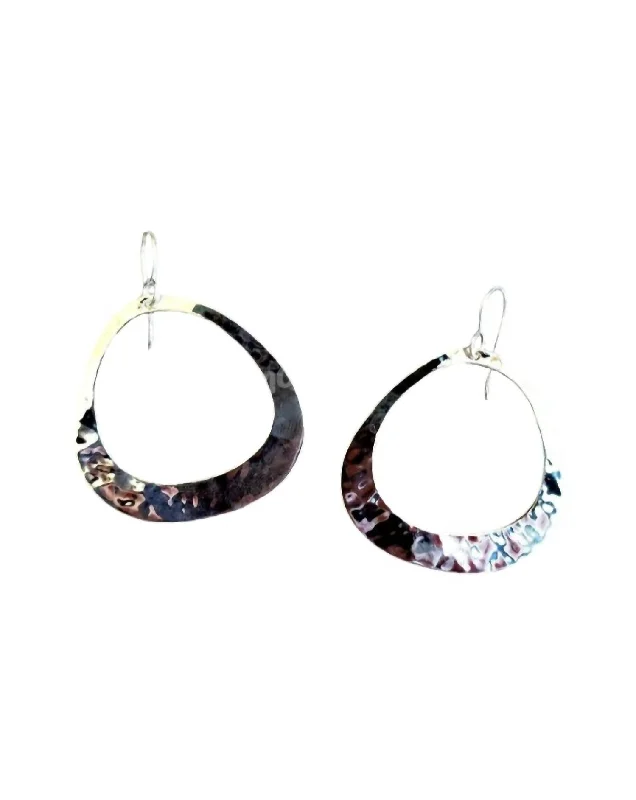 Best hoop earrings with braided leather for a rustic, stylish finish-Women's Hammered Irregular Hoops Earrings In Silver