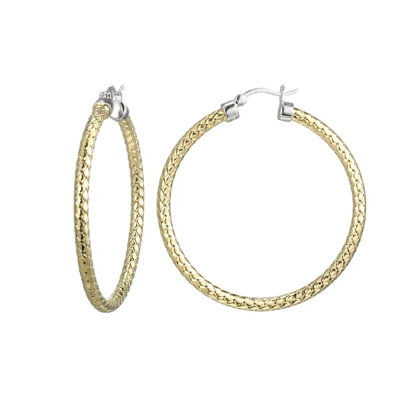 Best hoop earrings with matte finish for a sophisticated, understated design-Women's Mesh Hoop Earrings In Yellow Gold