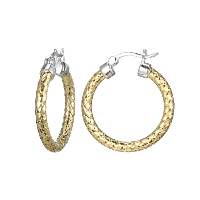 Best hoop earrings with geometric cuts for a sharp, modern appeal-Women's Mesh Hoop Earrings In Yellow Gold