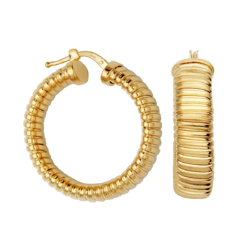 Hoop earrings with intricate designs for a unique and artistic appearance-Women's Tubugas 30Mm Hoop Earring In Yellow Gold