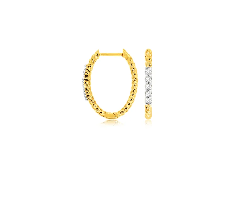 Best hoop earrings with braided leather for a rustic, stylish finish-Sabel Collection Yellow Gold Diamond Hoop Earrings