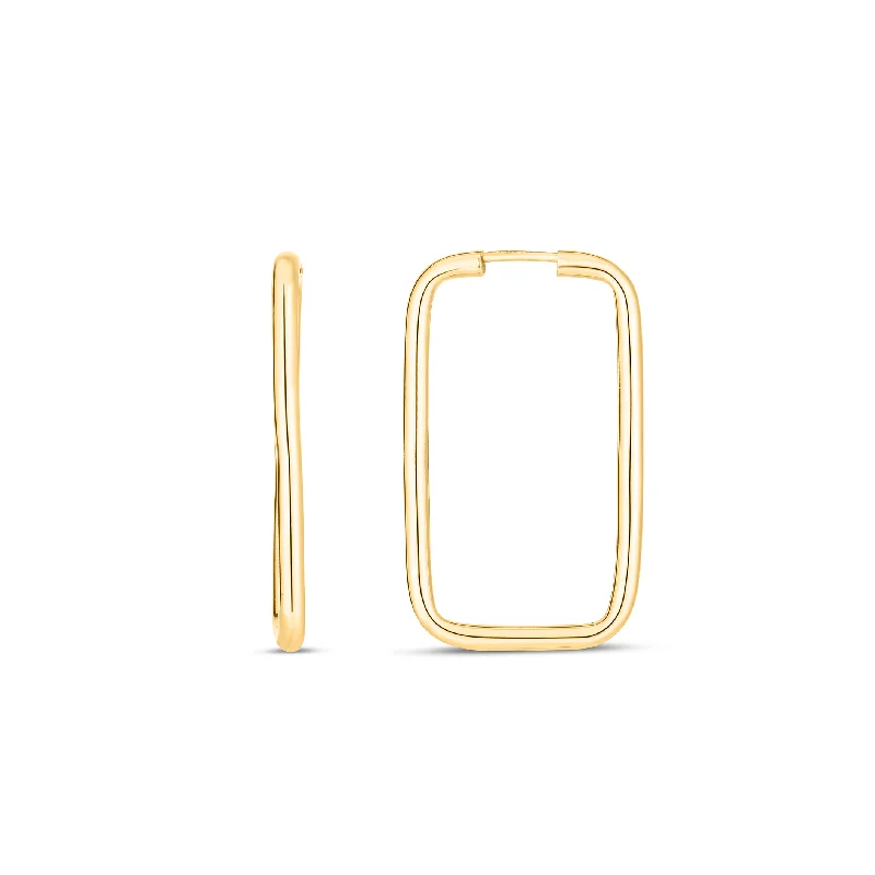 Best hoop earrings with vintage coins for a retro, antique-inspired style-Sabel Collection Yellow Gold Endless Rectangle Hoop Earrings