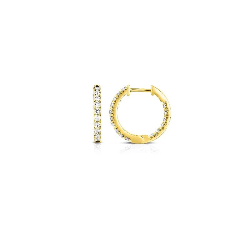 Best hoop earrings with matching bracelets for a coordinated jewelry set-Sabel Collection Yellow Gold Round Diamond Hoop Earrings