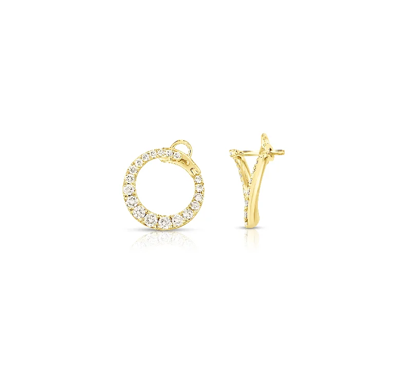 Hoop earrings with heart-shaped frames for a romantic and feminine look-Sabel Collection Yellow Gold Round Diamond Open Circle Earrings