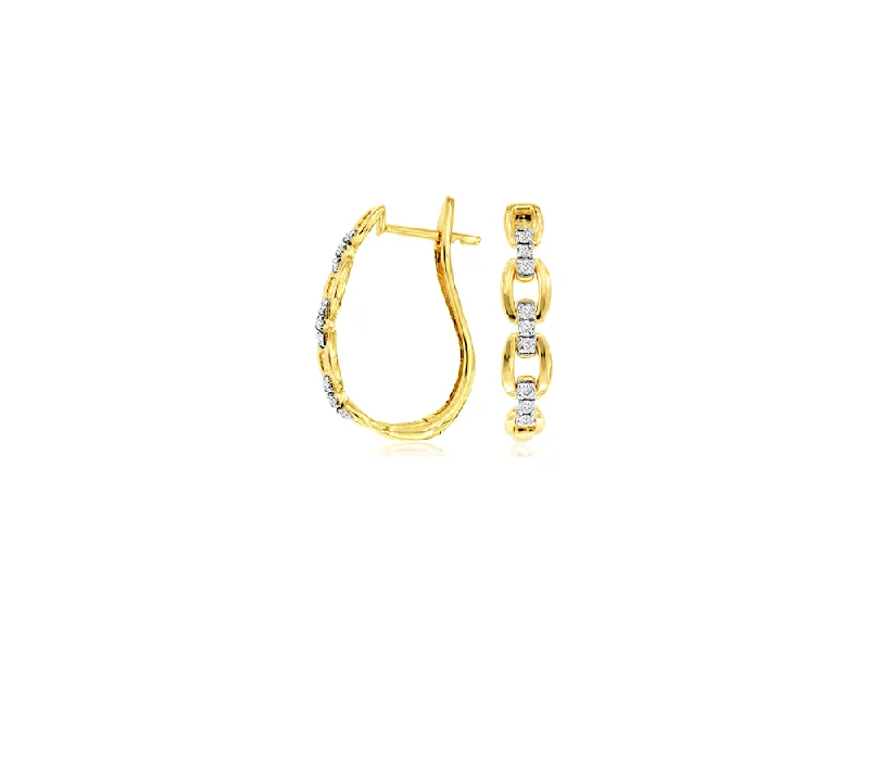 Hoop earrings with crescent moon shapes for a celestial and mystical appearance-Sabel Collection Yellow Gold Round Diamond Link Earrings