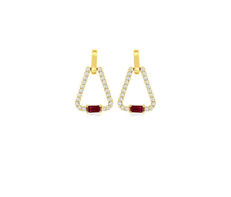 Hoop earrings with artistic filigree designs for an intricate, delicate finish-Sabel Collection Yellow Gold Ruby and Diamond Earrings