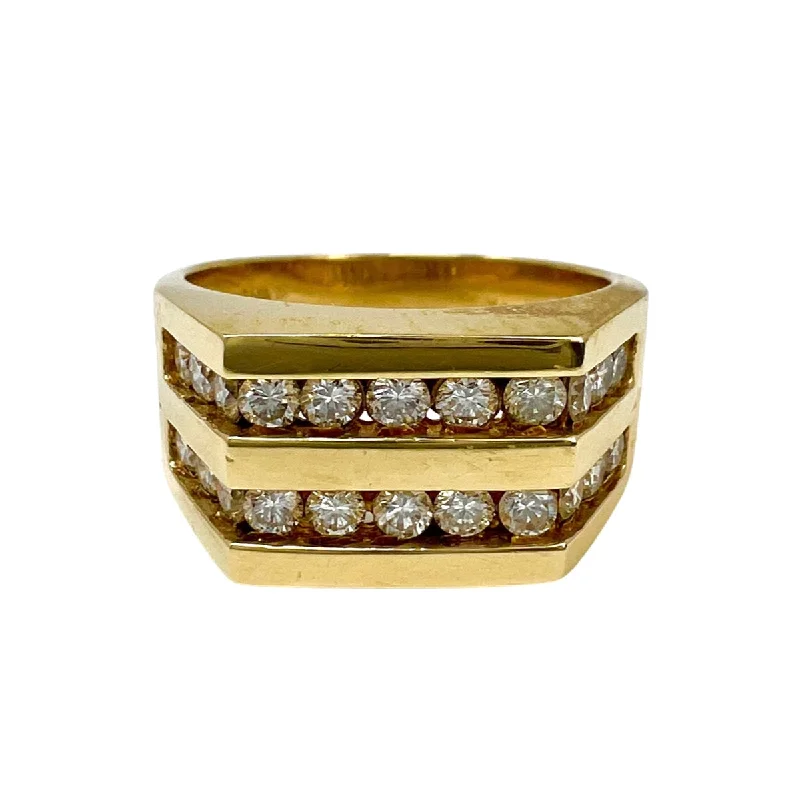 Women’s bridal rings with diamond halo settings -14K Gold Ring with 22 Channel Set Diamonds