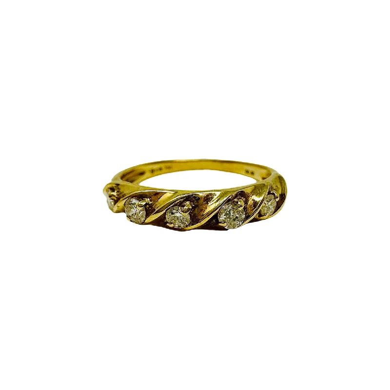 Women’s delicate rings with tiny sapphire accents -18K Gold Ring with 5  Diamonds