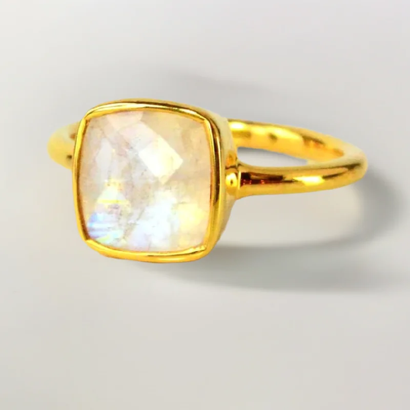 Women’s dainty rings with floral opal motifs -Claire Moonstone Stone Ring