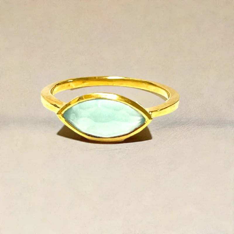 Women’s silver rings featuring bold turquoise gems -Cora Chalcedony Oval Stone Ring