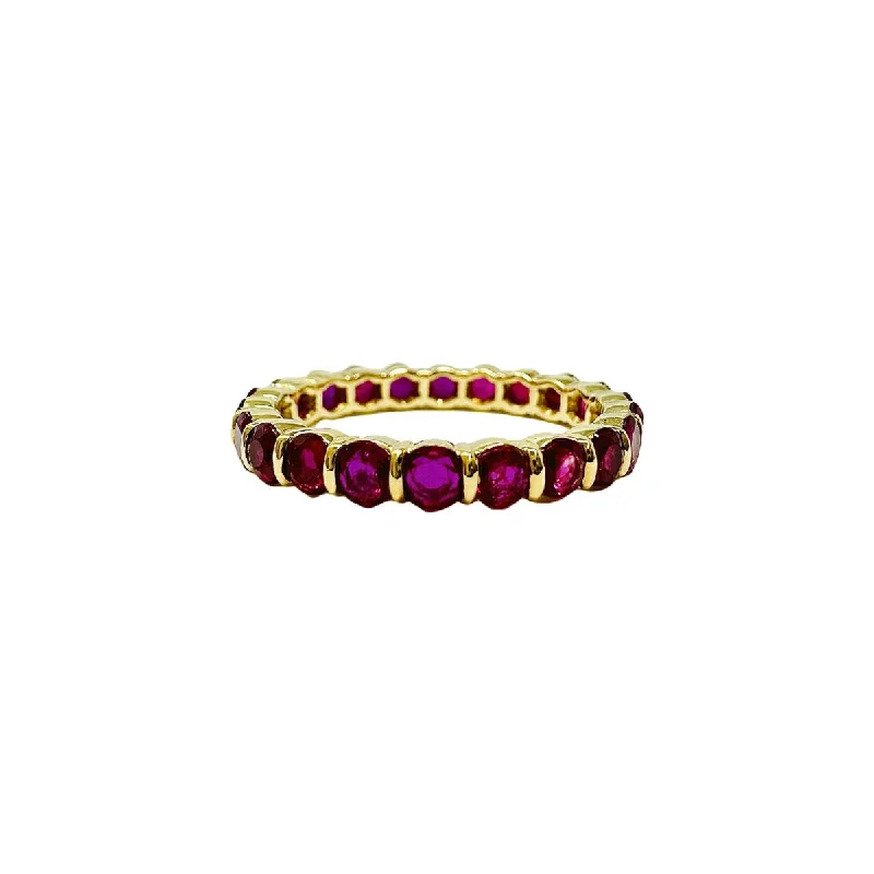 Women’s custom rings with engraved love messages -Gemveto 18K Gold Eternity Ring with Rubies