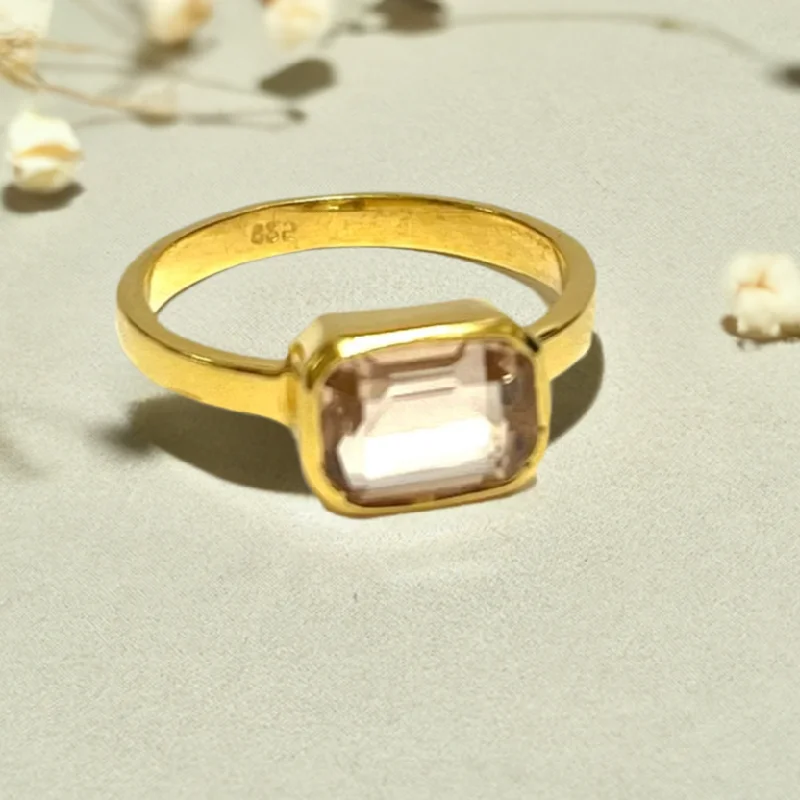 Women’s rings with starburst garnet for beauty -Hailey Citrine Square Stone Ring