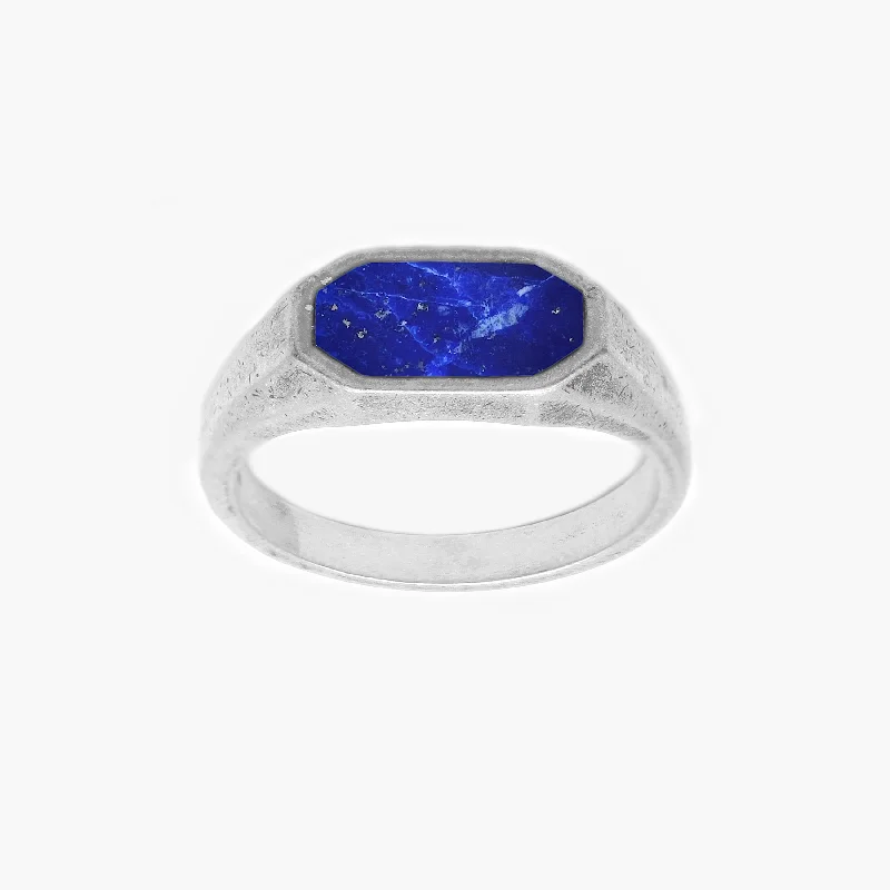 Women’s rings with agate slices for earthiness -Octagon Signet Ring With Lapis Lazuli Stone