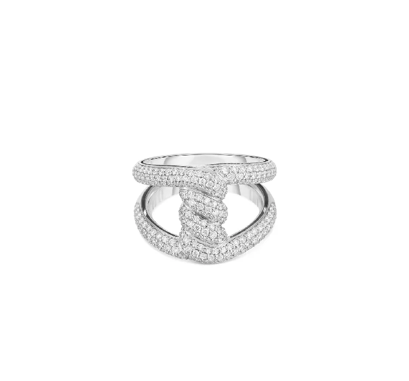 Women’s bridal rings with diamond halo settings -Roberto Coin Cialoma White Gold Diamond Ring