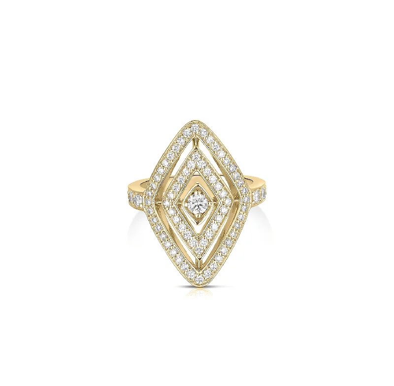 Women’s rings with aquamarine gems for calm -Roberto Coin Diamante Yellow Gold Diamond Ring