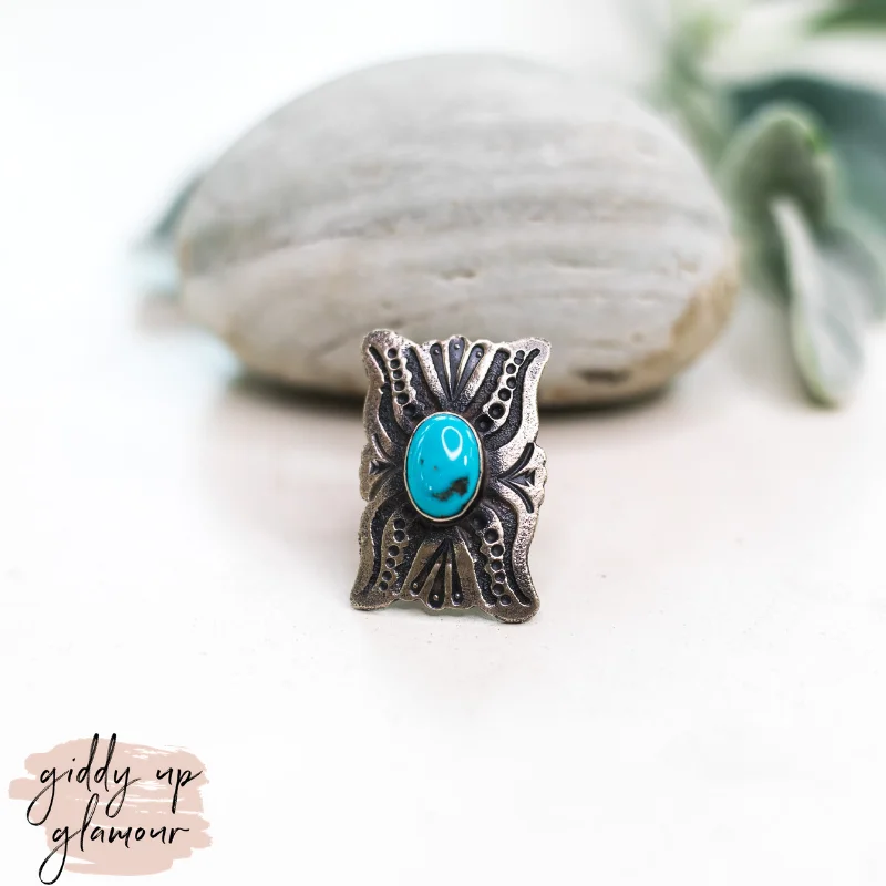 Women’s platinum rings with dazzling black diamonds -Shawn Cayatineto | Navajo Handmade Sterling Silver Ring with Turquoise Stone | Size 7