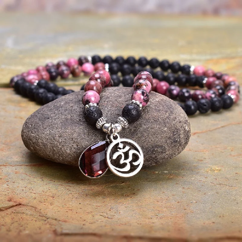 Necklaces and pendants with custom designs for a completely unique jewelry piece-108 Japamala Rhodonite Mala