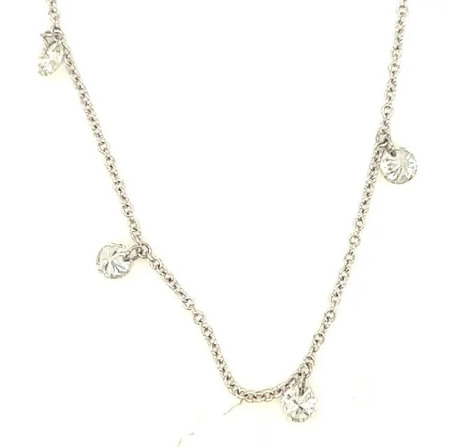 Stylish necklaces and pendants with diamonds for a glamorous and elegant look-14W 5 Drilled Diamond Station Dangle Necklace 16-18"