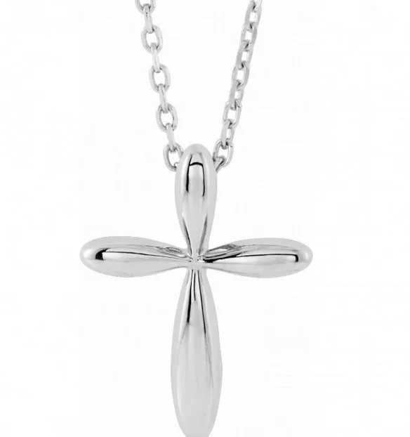 Best necklaces and pendants with oval pendants for a classic, elegant shape-14W Cross Pendant on DC Cable Chain 16-18"