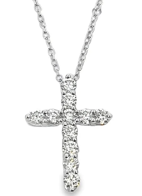 Necklaces and pendants with lotus flower designs for a spiritual, peaceful vibe-14W Diamond Cross Pendant