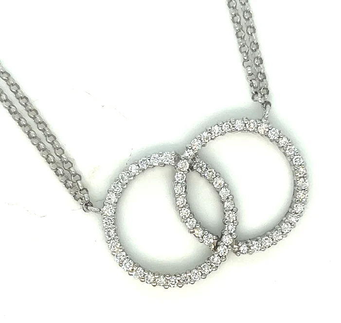 Beautiful necklaces and pendants with gemstone teardrops for an elegant effect-14W Double Diamond Circle Necklace w. 2 Cable Chains