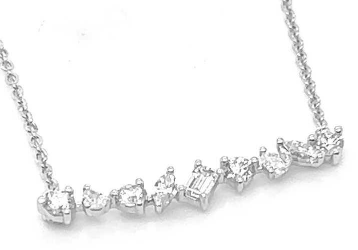 Beautiful necklaces and pendants with gemstone teardrops for an elegant effect-14W Mixed Cut Lab Grown Diamond Bar Necklace