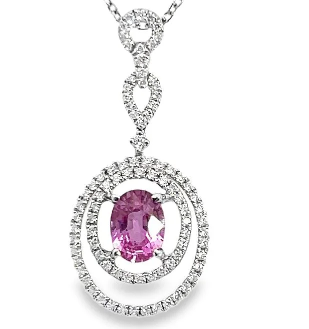 Best necklaces and pendants with minimalist pendants for a sleek, understated look-14W Oval Pink Sapphire and Double Oval Diamond Pendant