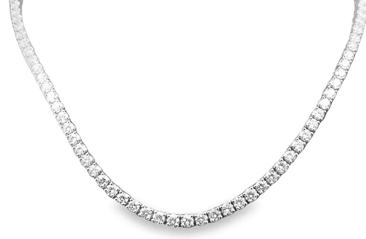 Fashionable necklaces and pendants with birthstones for a personalized gift idea-14W RBC Lab Grown Diamond 4 Prong Tennis Necklace 16"  119D=13.12ctw  EF/VS