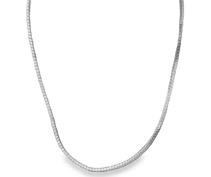 Personalized necklaces and pendants with coordinates for a meaningful location-based gift-14W Round Diamond Line Necklace 18"