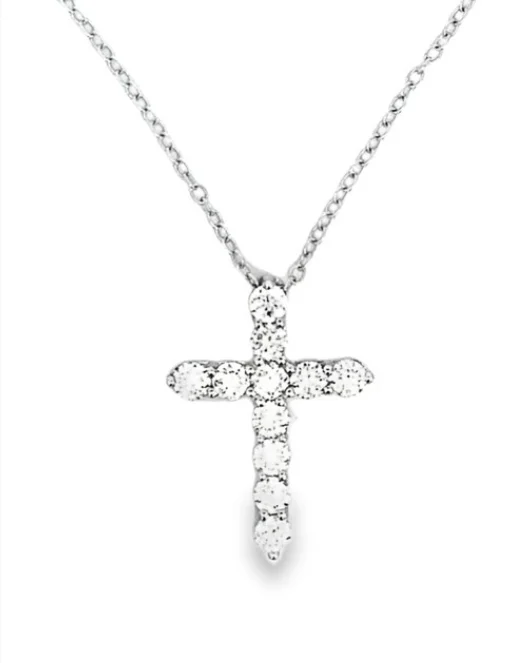 Best necklaces and pendants with cross pendants for a spiritual, meaningful symbol-14W Shared Prong Diamond Cross .75cts tw H/SI1