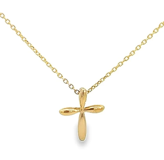 Best necklaces and pendants with minimalist pendants for a sleek, understated look-14Y Small Puffed Cross on Diamond Cut Cable 16-18"