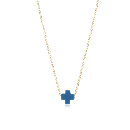 Elegant necklaces and pendants with gold chains for a chic, timeless appearance-16" Cross Necklace in Cobalt