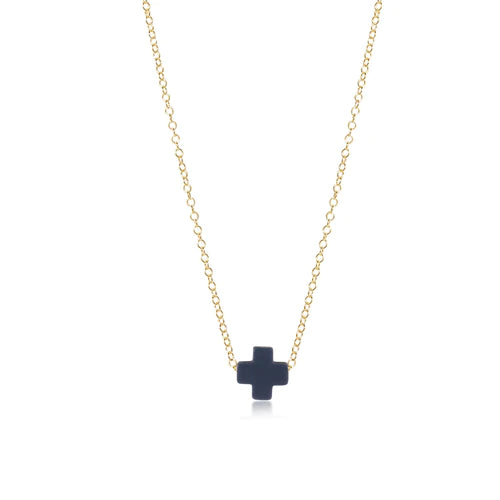 Necklaces and pendants with pearls for a classic and sophisticated touch-16" Cross Necklace in Navy