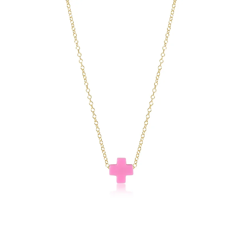 Simple necklaces and pendants with tiny charms for a delicate and casual vibe-16" Cross Necklace in Pink