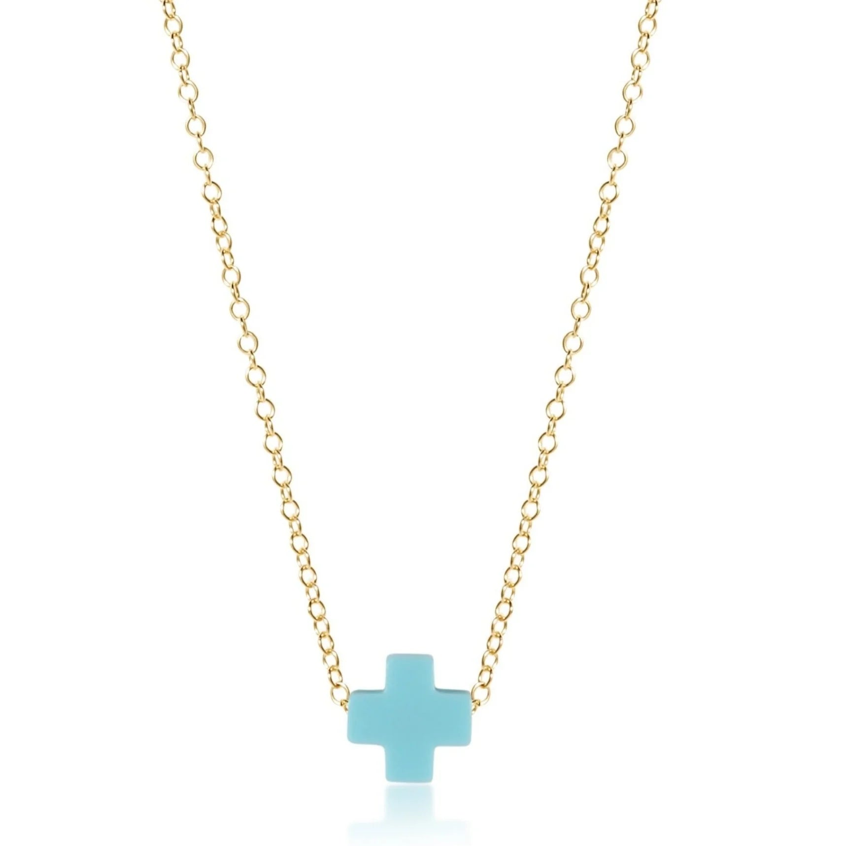 Personalized necklaces and pendants with initials for a customized and meaningful gift-16" Cross Necklace in Turquoise