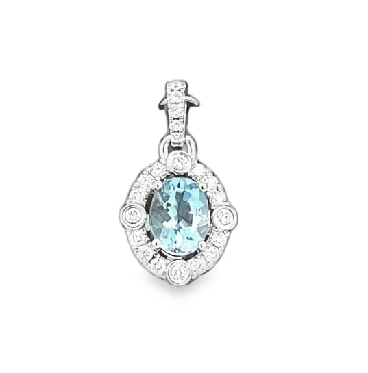 Best necklaces and pendants for everyday wear with minimalist designs-18W Aqua and Diamond Pendant