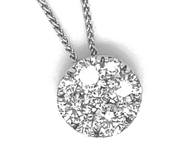 Necklaces and pendants with lock and key designs for a symbolic gesture-18W Round Diamond Cluster Pendant and Chain