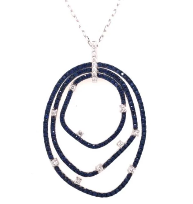 Best necklaces and pendants with matching earrings for a coordinated, elegant look-18W Triple Freeform Round Sapphire & Diamond Pendant