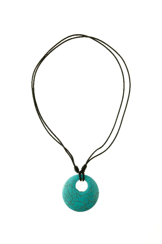 Best necklaces and pendants with opal and gold for a vibrant, luxurious contrast-Turquoise Circle Pendant Necklace